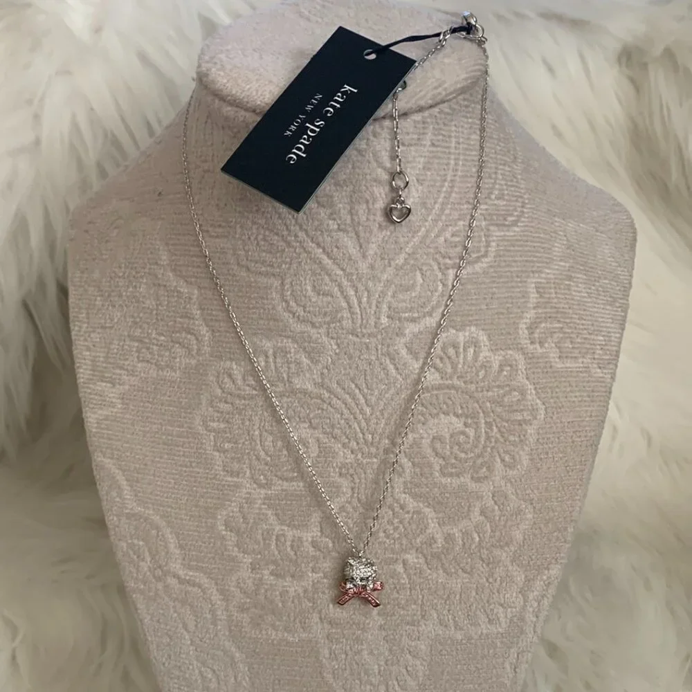 KATE SPADE Two-Tone Pavé & Stone Pawlina Mini Pendant Necklace in Silver/RoseGld - Picture 2 of 5